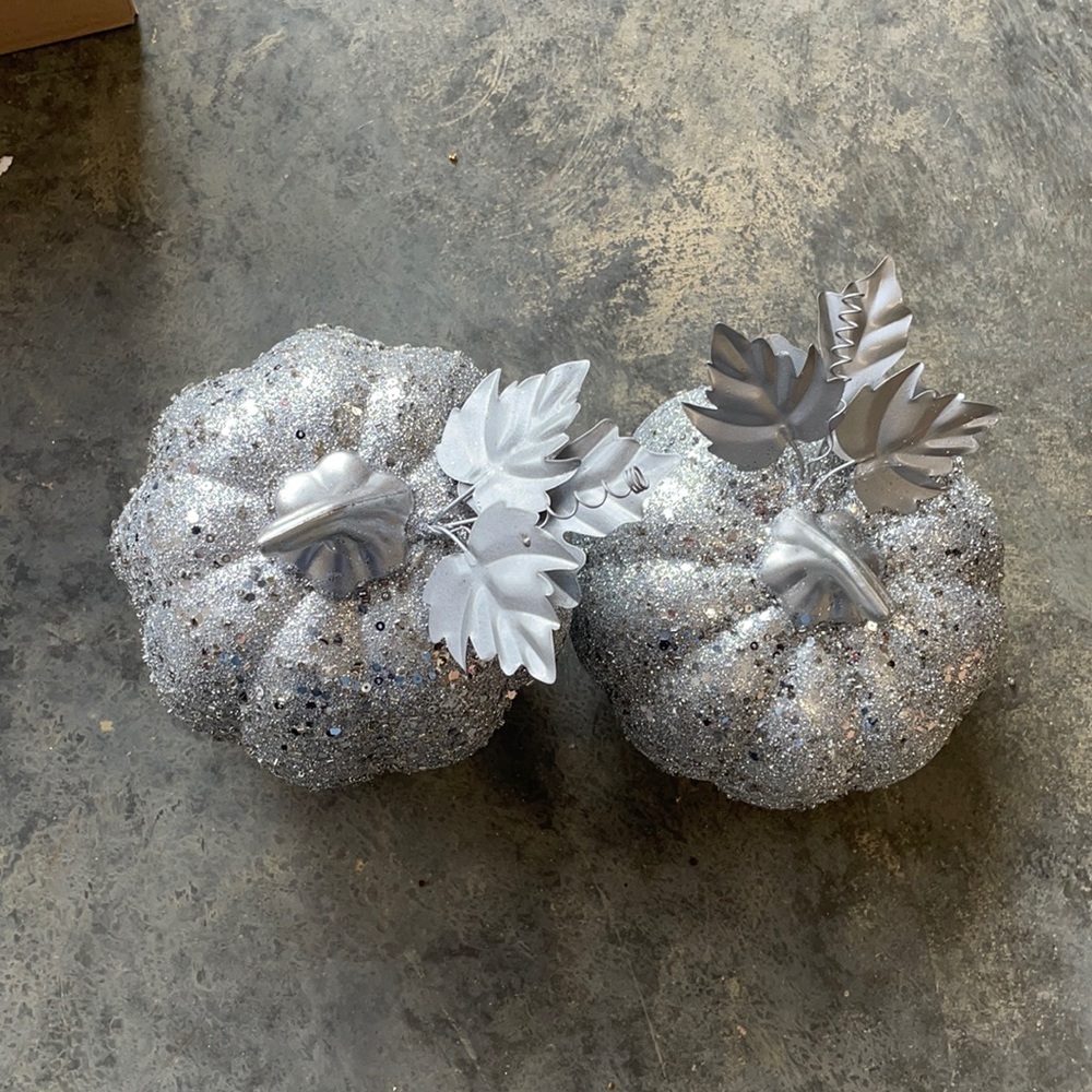 Home Reflections Glittered Polyresin Pumpkins